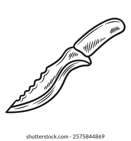 Hand Drawn Knife Illustration Colorless - Survival Knife