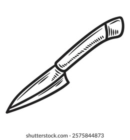 Hand Drawn Knife Illustration Colorless - Paring Knife