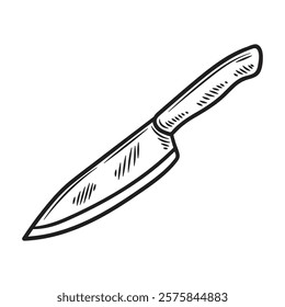 Hand Drawn Knife Illustration Colorless - Cook Knife