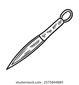 Hand Drawn Knife Illustration Colorless - Needle Point Knife