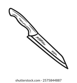 Hand Drawn Knife Illustration Colorless - Bread Knife