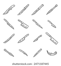 Hand Drawn Knife No Color Set