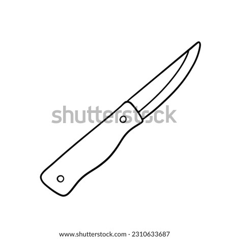 Hand drawn knife. Tool for hiking and tourism. Doodle outline vector icon isolated on white