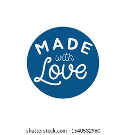 Hand drawn knitting logo. The inscription: Made with love. Perfect design for greeting cards, posters, T-shirts, banners, print invitations.