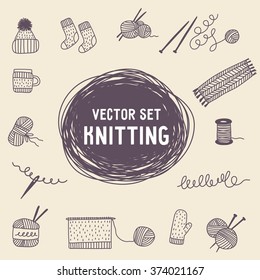 Hand drawn knitting set