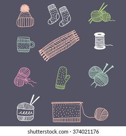 Hand drawn knitting set
