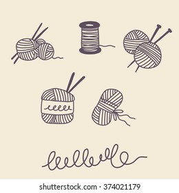 Hand drawn knitting set