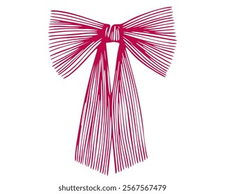 Hand drawn striped bow knots isolated on white background. Classy vector illustration for wedding celebration print, party decoration, Valentines day greeting card, holiday poster