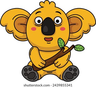 Hand drawn koala character illustration, vector