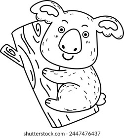 Hand drawn koala character illustration, vector