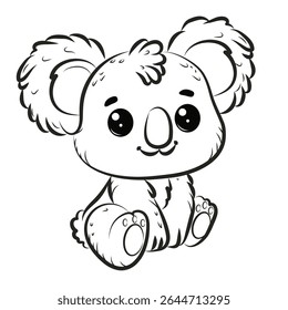 Hand drawn koala illustration  for coloring vector cute