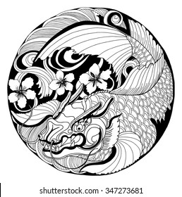 Japanese Koi Drawing Images Stock Photos Vectors Shutterstock Drawing tutorial fish drawings koi painting sketch book fish art koi fish drawing pictures to draw animal drawings drawing skills. https www shutterstock com image vector hand drawn koi fish circle japanese 347273681