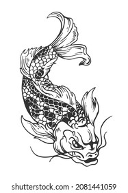 hand drawn koi fish illustration