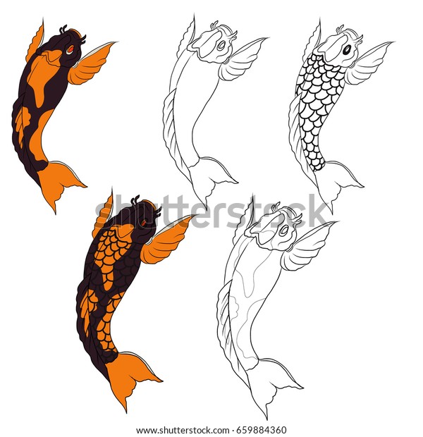 Hand Drawn Koi Fish Isolate Vector Stock Vector (Royalty Free ...