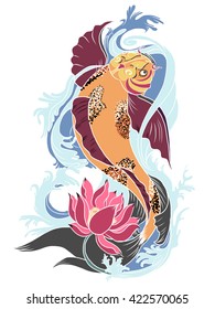 hand drawn koi fish tattoo