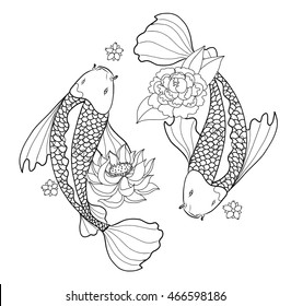 hand drawn koi fish tattoo
