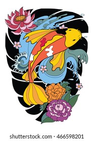 hand drawn koi fish tattoo
