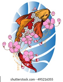 hand drawn koi fish tattoo