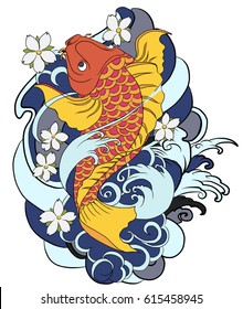 hand drawn koi fish tattoo