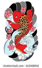 hand drawn koi fish tattoo