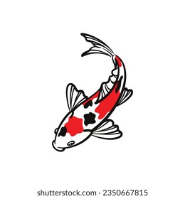 Hand drawn koi fish vector. Koi carp line art illustration