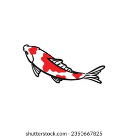 Vector de peces koi dibujado a mano. Ilustración de la línea de cartón de Koi