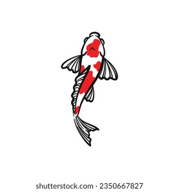 Handgezeichneter Koi-Fisch-Vektorgrafik. Koi-Carp-Line-Illustration