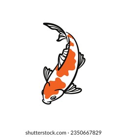 Hand drawn koi fish vector. Koi carp line art illustration