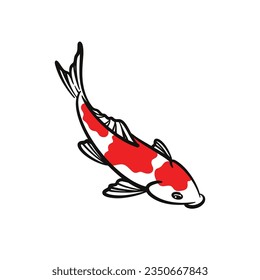 Hand drawn koi fish vector. Koi carp line art illustration