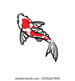 Hand drawn koi fish vector. Koi carp line art illustration