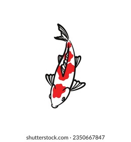 Hand drawn koi fish vector. Koi carp line art illustration