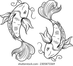 hand drawn koi vector illustration