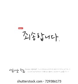 Hand drawn Korean alphabet / vector - calligraphy / I am sorry 