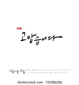 Hand drawn Korean alphabet / vector - calligraphy / Thank you