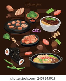 Hand drawn Korean food illustration set2