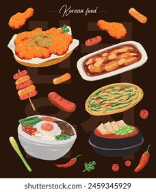 Hand drawn Korean food illustration set1