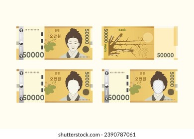 handgezeichnete koreanische Geldvektorgrafik