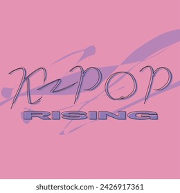 Hand drawn K-Pop Culture Fashion Typography with Purple Ink Splash Template, Pastel Pink Background