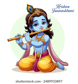 Handgezeichnete Krishna Janmashtami Illustration