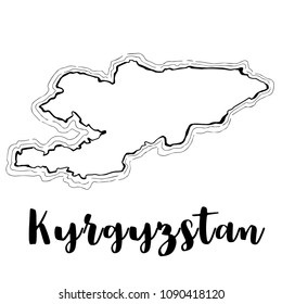 Hand drawn Kyrgyzstan map sketch,vector illustration