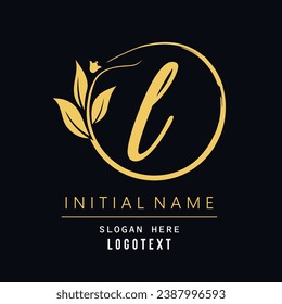 hand drawn l letters Logo design. Brushstroke l Letter Logo Design. luxury initial l logo design isolated leaf and flower.eps 8