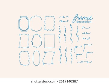 Hand drawn la dolce vita frames. Vector rococo decorations