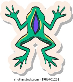 Handgezeichnete Lab-Froschsymbol auf Aufkleber, Vektorgrafik