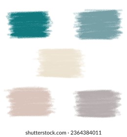 Hand drawn label brush stroke backgrounds, crayon scribble vector for tags and stamps design. Painted label backgrounds patch. Color combinations catalog elements.