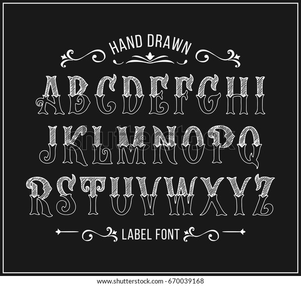 Hand Drawn Label Font Design Vintage Stock Vector (Royalty Free ...