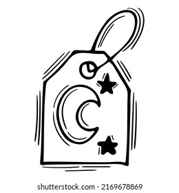 Hand drawn label. Magical element. Halloween potion label. Esotericism, mysticism, witchcraft. Vector illustration