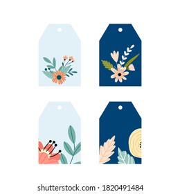 Conjunto de etiquetas dibujadas a mano. Diseño de insignias florales. Ilustración vectorial aislada