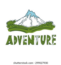 Hand drawn labels for adventure themes. Vector