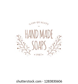 Hand drawn labels for handmade soap vector logo, badges and templates for all kind soap design, packaging or wrapping.