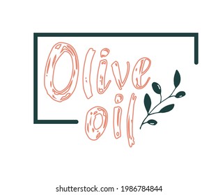 Hand drawn labels and sign of olive oil. Vector illustrations for olive oil labels, packaging design.